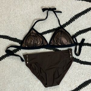 Medium 2-pc Swim Suit Bikini Brown-Black Mis-Matched